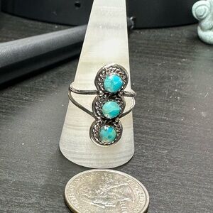 Turquoise Triple Stone 925 Sterling Silver Ring